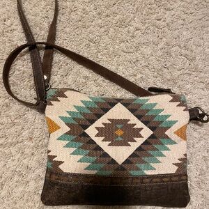 Myra Brown and Cream Patterned Women's Bag